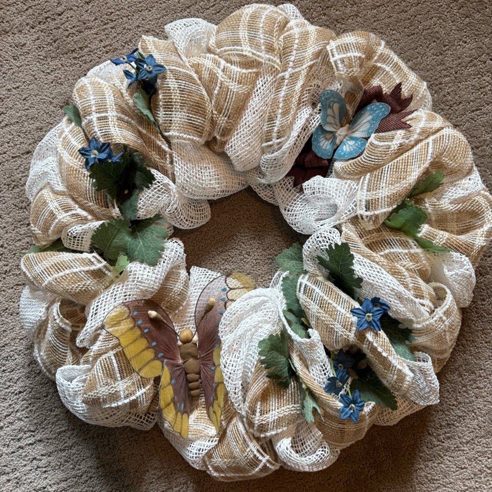 NEW Handmade Deco mesh Butterfly Wreath